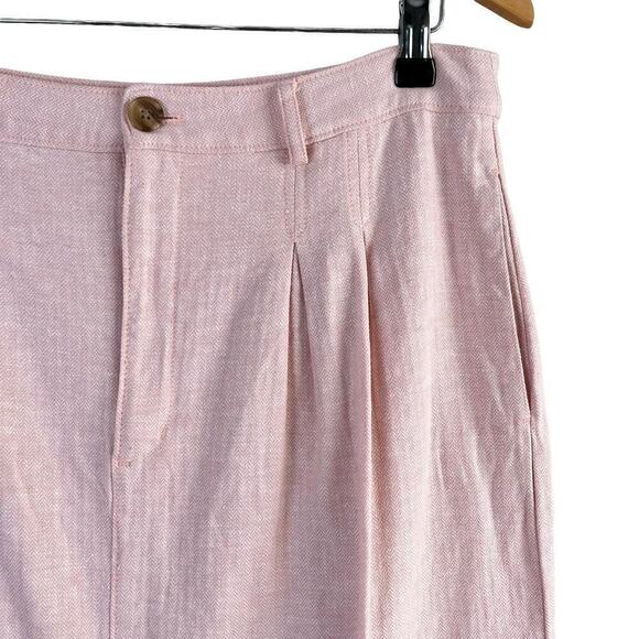 Banana Republic Linen Cotton Midi Skirt‎ Herringbone Sunwashed Pink, Size 12 - Picture 5 of 11